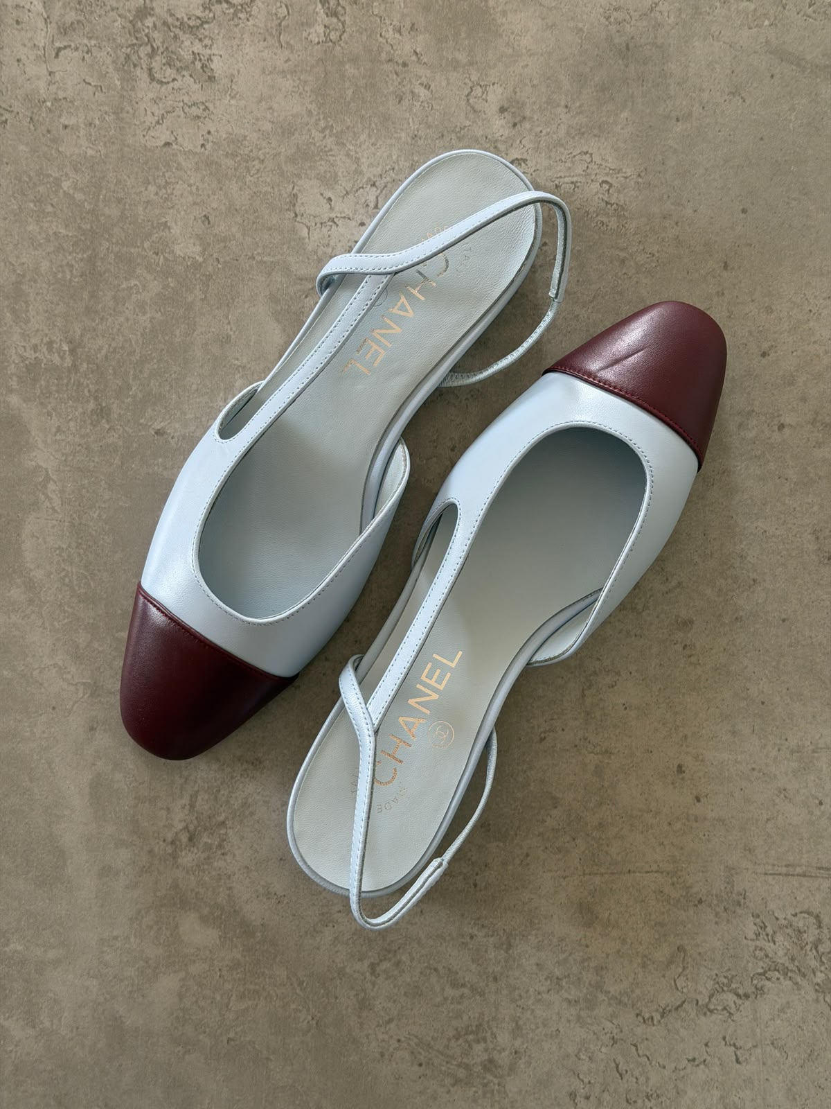 Chanel Heels - White & Burgundy