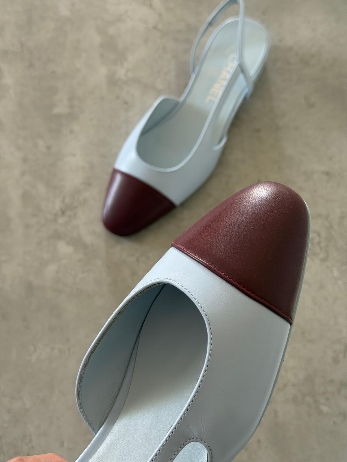 Chanel Heels - White & Burgundy