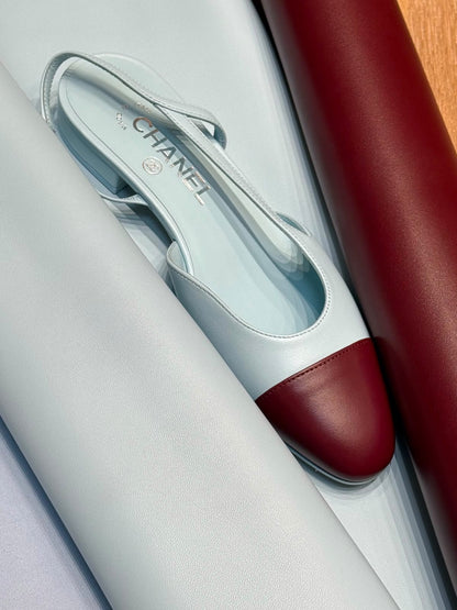 Chanel Heels - White & Burgundy