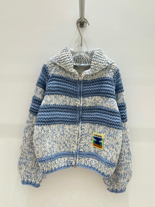 Chanel Horizontal-Stripe Jacket - White