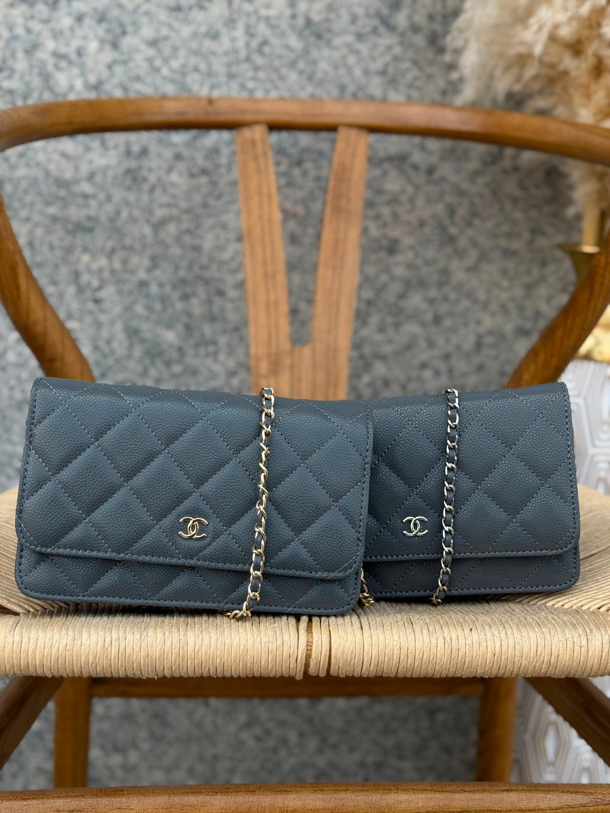 Chanel Quilted Chain Shoulder Bag - Dark Grey