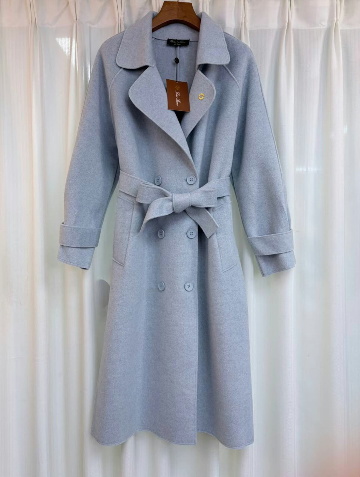 Loro Piana Double-Breasted Coat - Light Blue