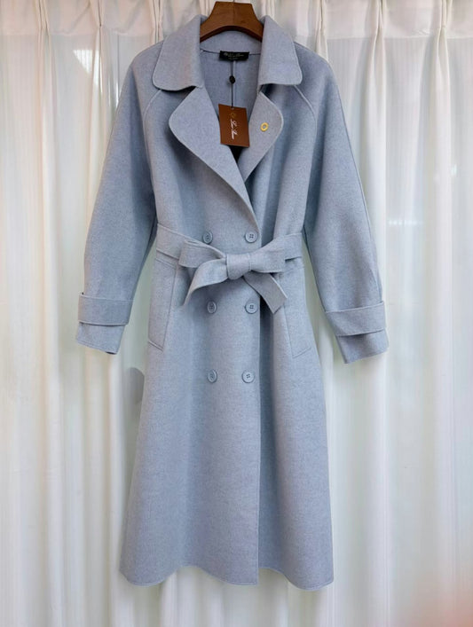 Loro Piana Double-Breasted Coat - Light Blue