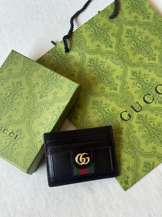 Gucci Web Stripe Card Holder - Black