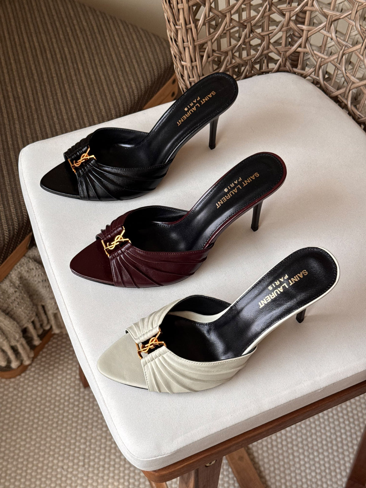 YSL Heels - Burgundy, Black, White