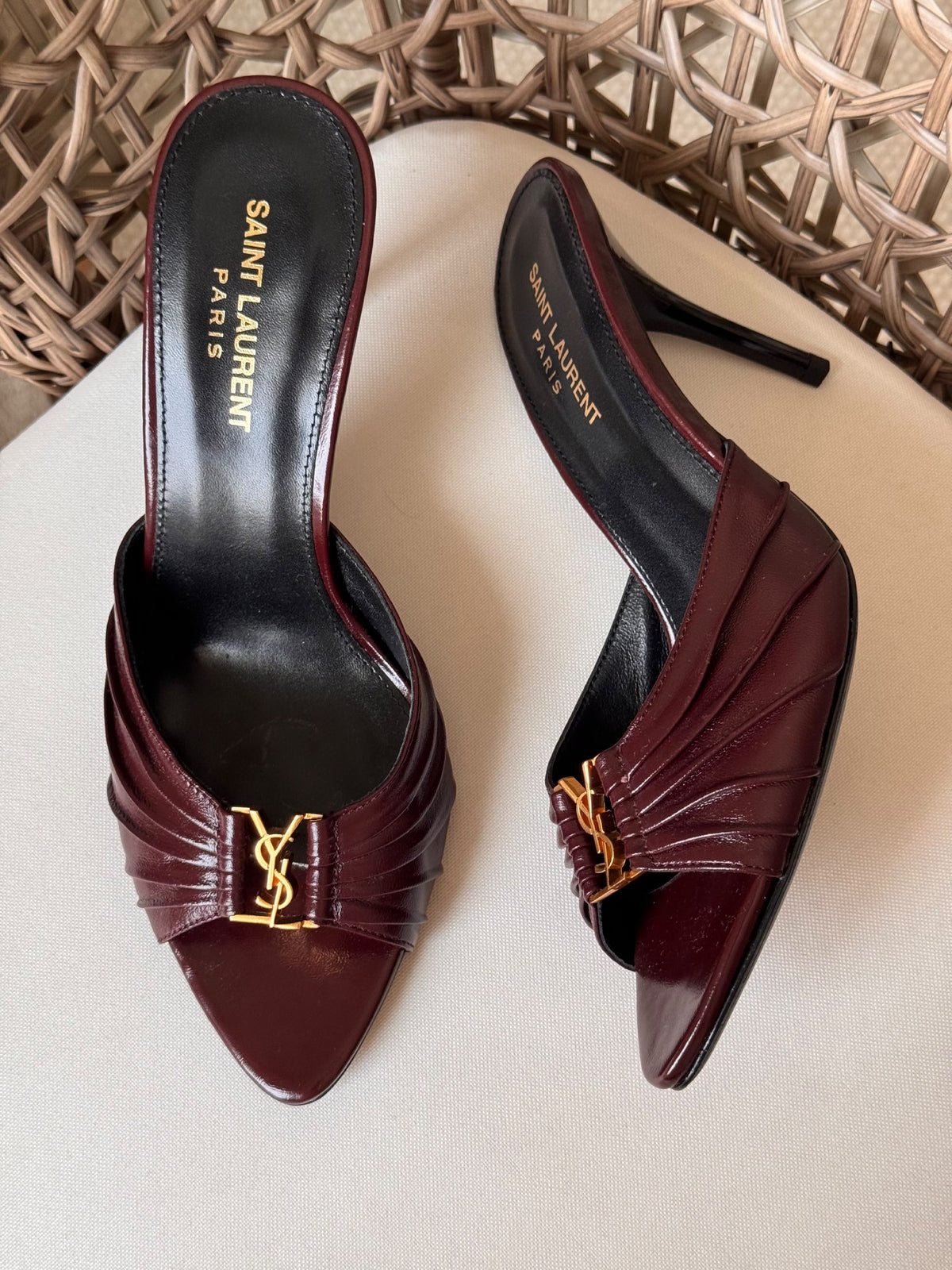 YSL Heels - Burgundy, Black, White