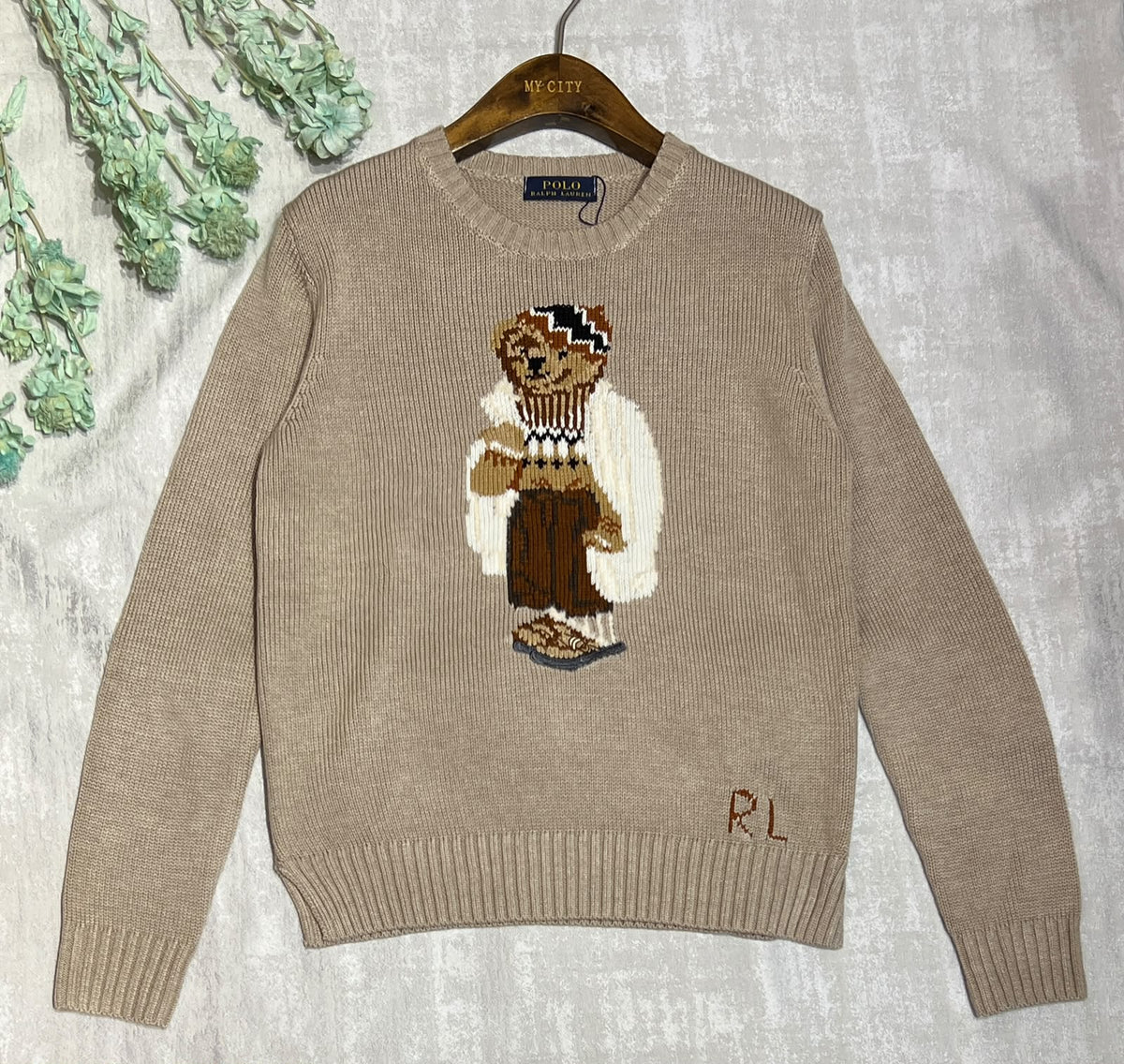 Polo Ralph Lauren Scarf Bear Sweater - Beige