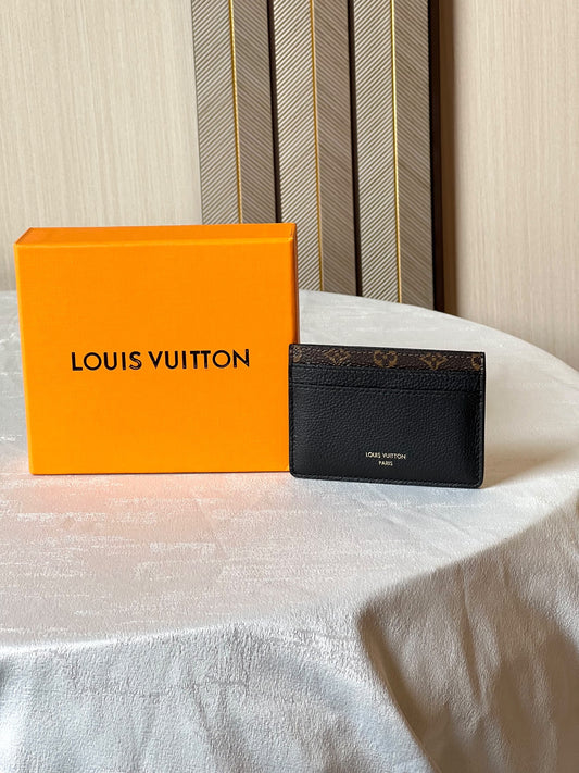 Louis Vuitton Band-Trim Card Holder - Black