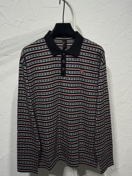 Chrome Hearts Motif-Stripe Polo Sweater - Black
