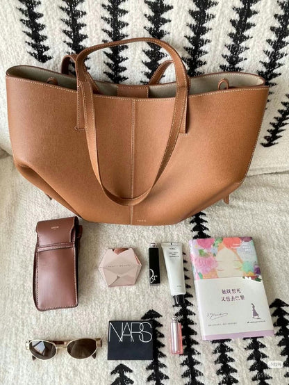 Polène Tote Bag - Brown, Grey, Beige, Yellow