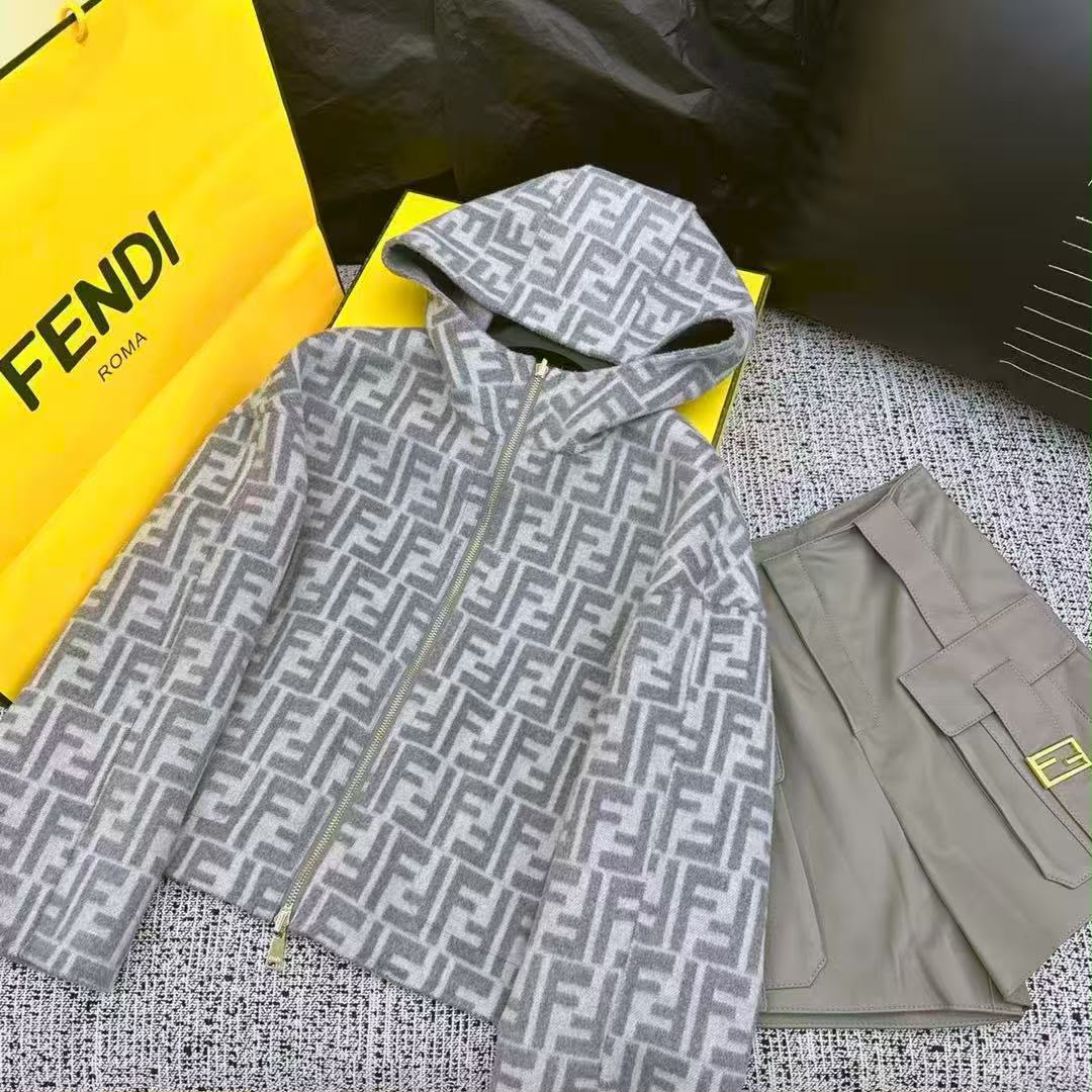 Fendi Monogram Hooded Jacket - Grey Monogram