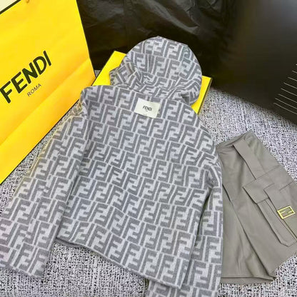 Fendi Monogram Hooded Jacket - Grey Monogram
