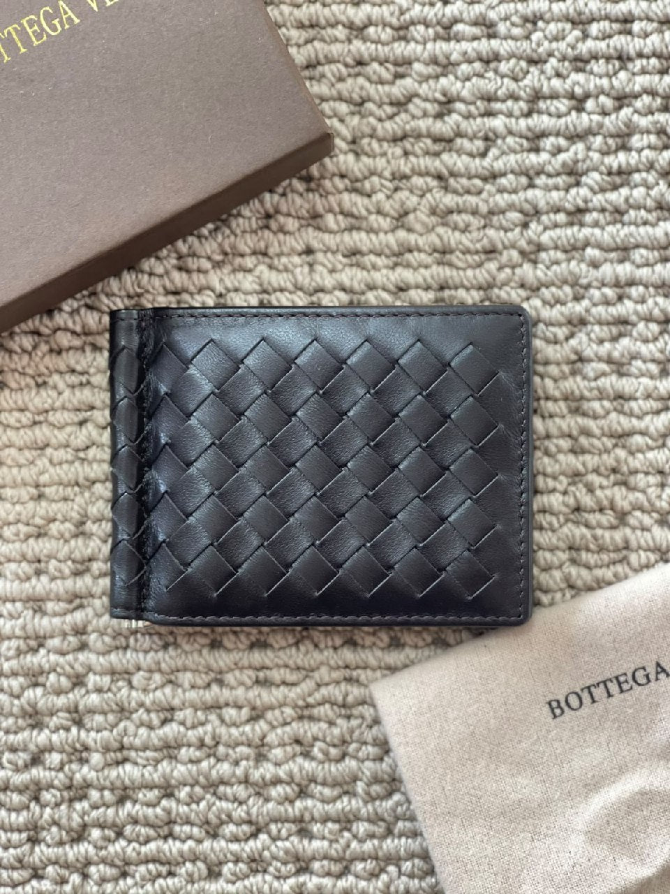 Bottega Veneta Money Clip Wallet - Black, Navy