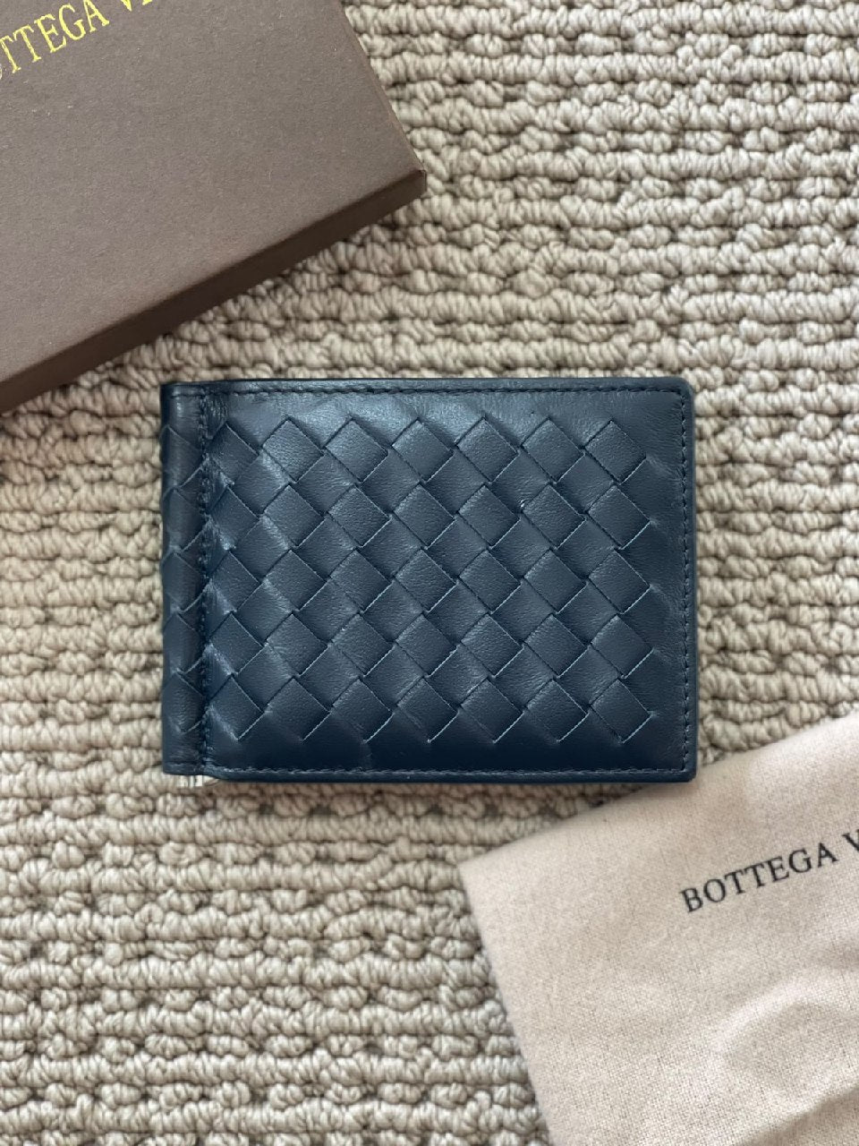 Bottega Veneta Money Clip Wallet - Black, Navy