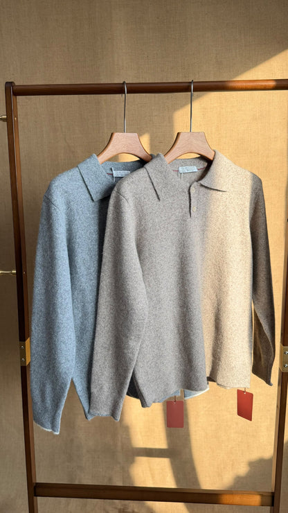 Brunello Cucinelli Polo Sweater - Grey, Blue, Beige