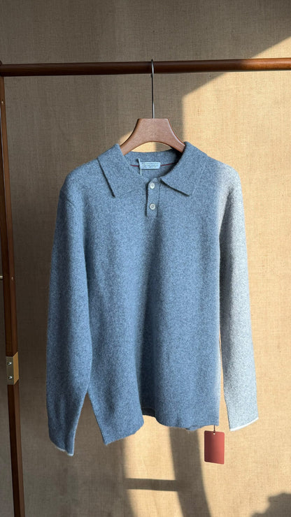 Brunello Cucinelli Polo Sweater - Grey, Blue, Beige