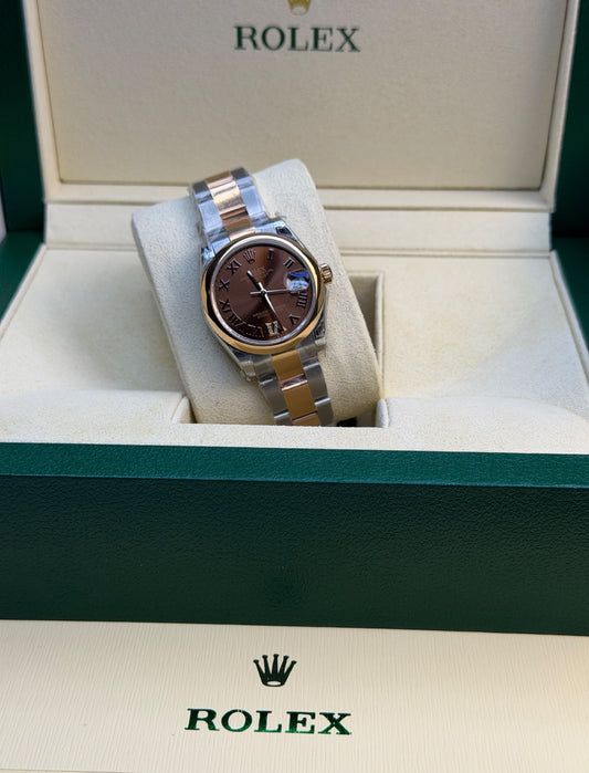 Rolex Watch - Silver & Gold & Brown
