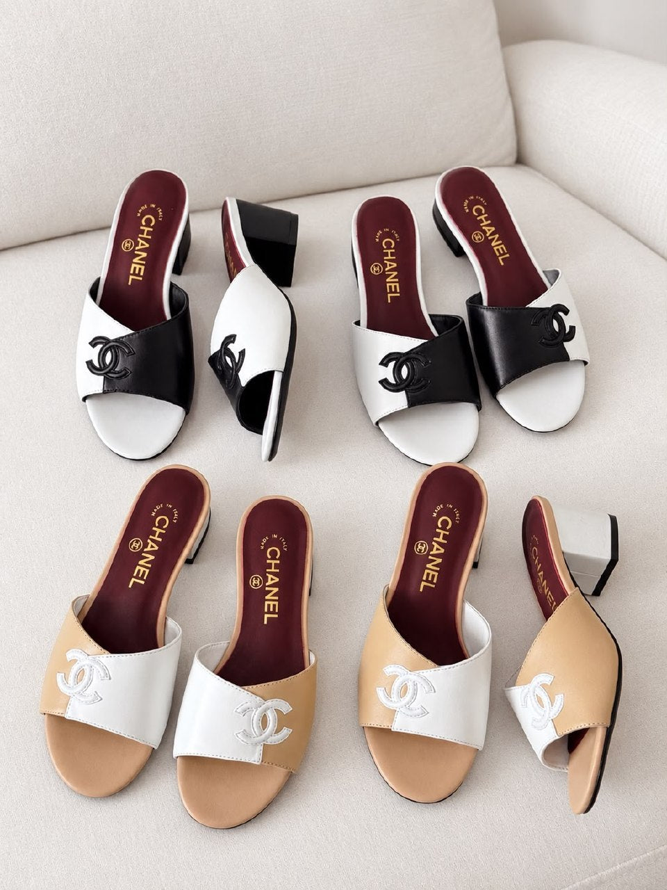 Chanel Heels - Beige & White, Black & White