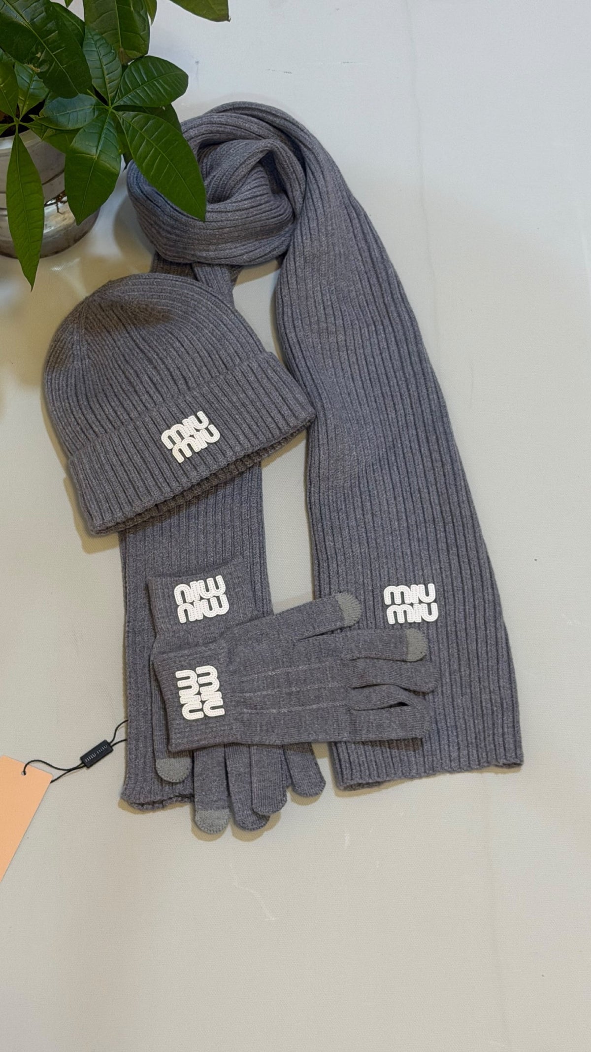 Miu Miu Scarf & Beanie - Grey