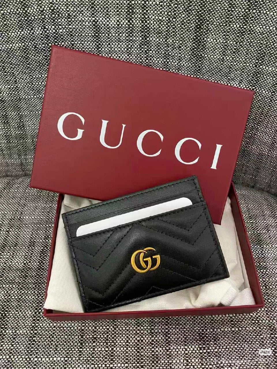 Gucci Chevron Card Holder - Black