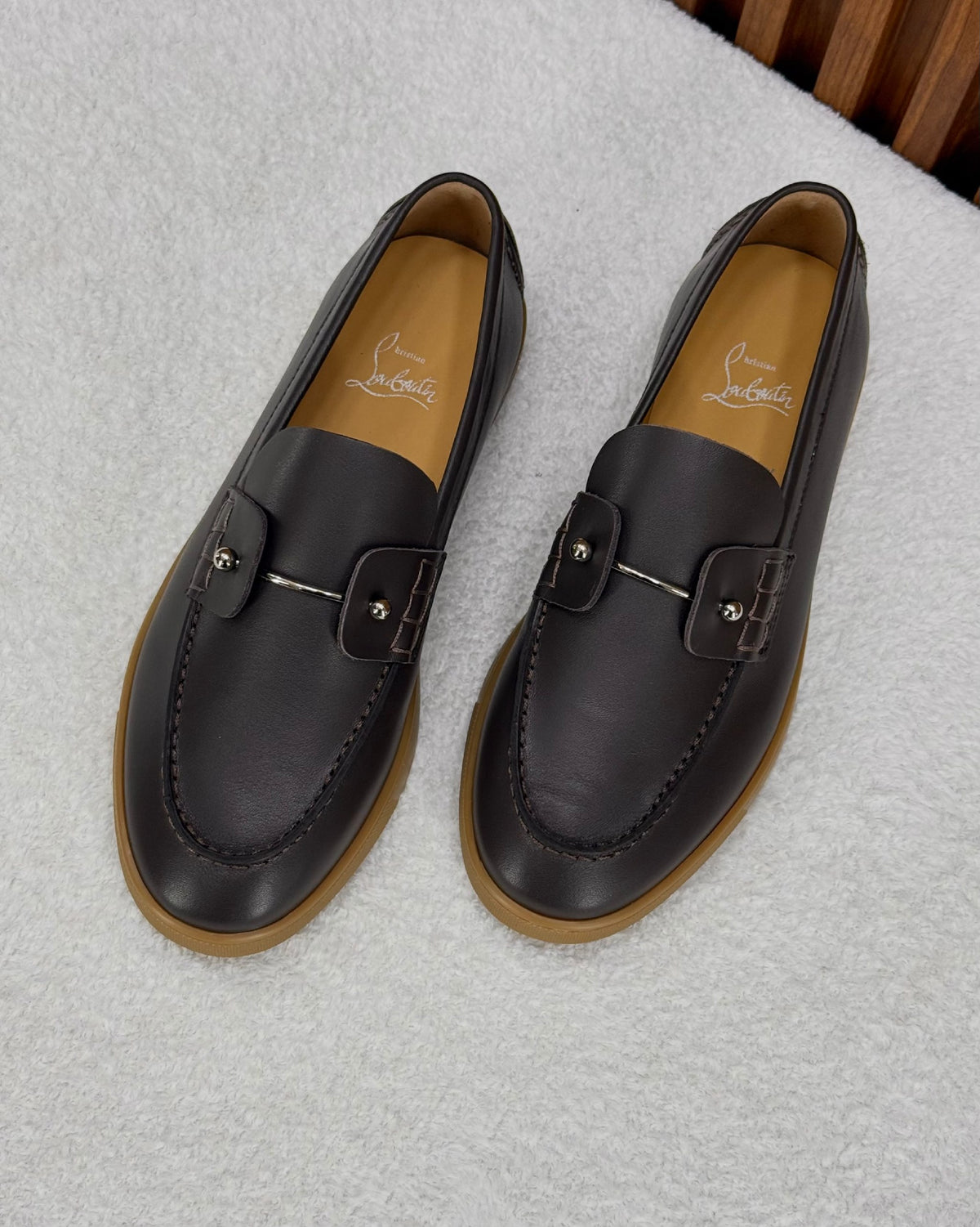 Christian Louboutin Metal-Bar Loafers - Brown & Beige