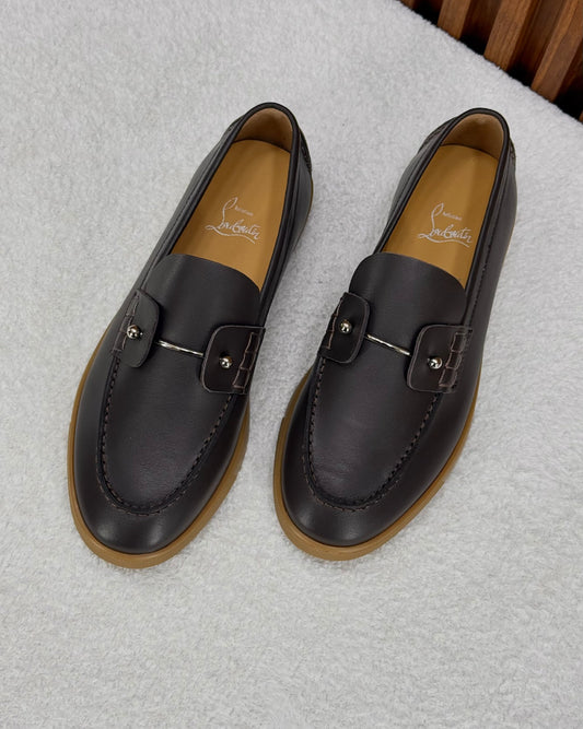 Christian Louboutin Metal-Bar Loafers - Brown & Beige
