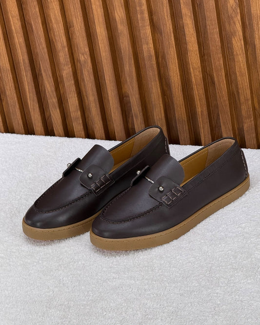Christian Louboutin Metal-Bar Loafers - Brown & Beige