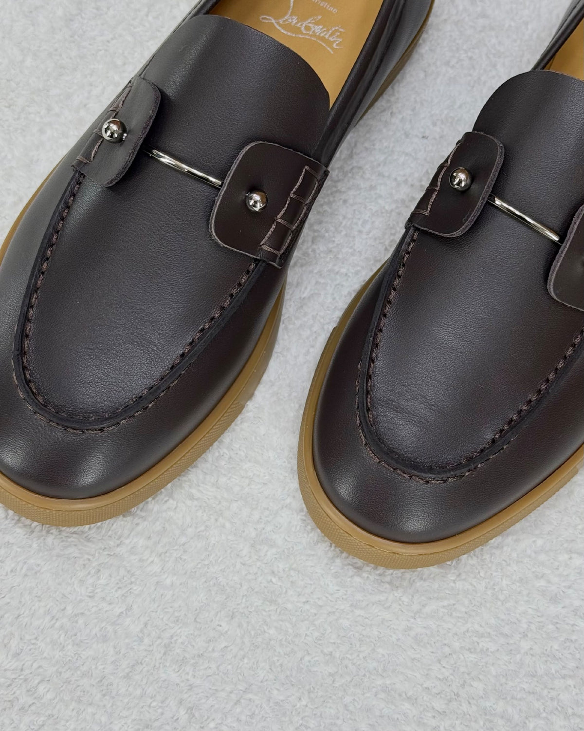 Christian Louboutin Metal-Bar Loafers - Brown & Beige