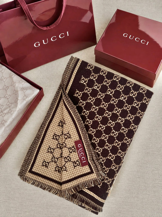 Gucci Border Panel Shawl - Brown Monogram
