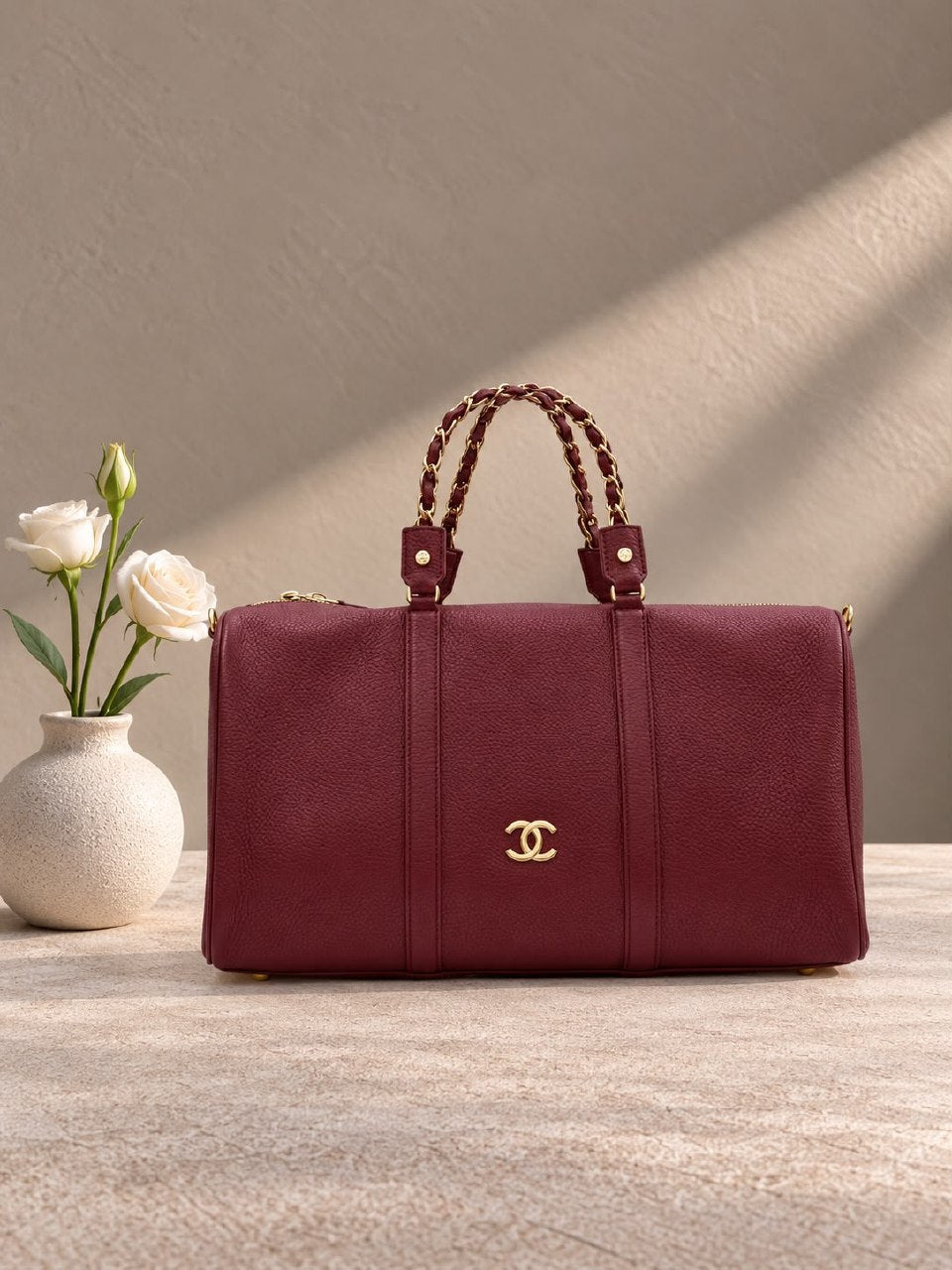 Chanel Structured Handbag - Burgundy