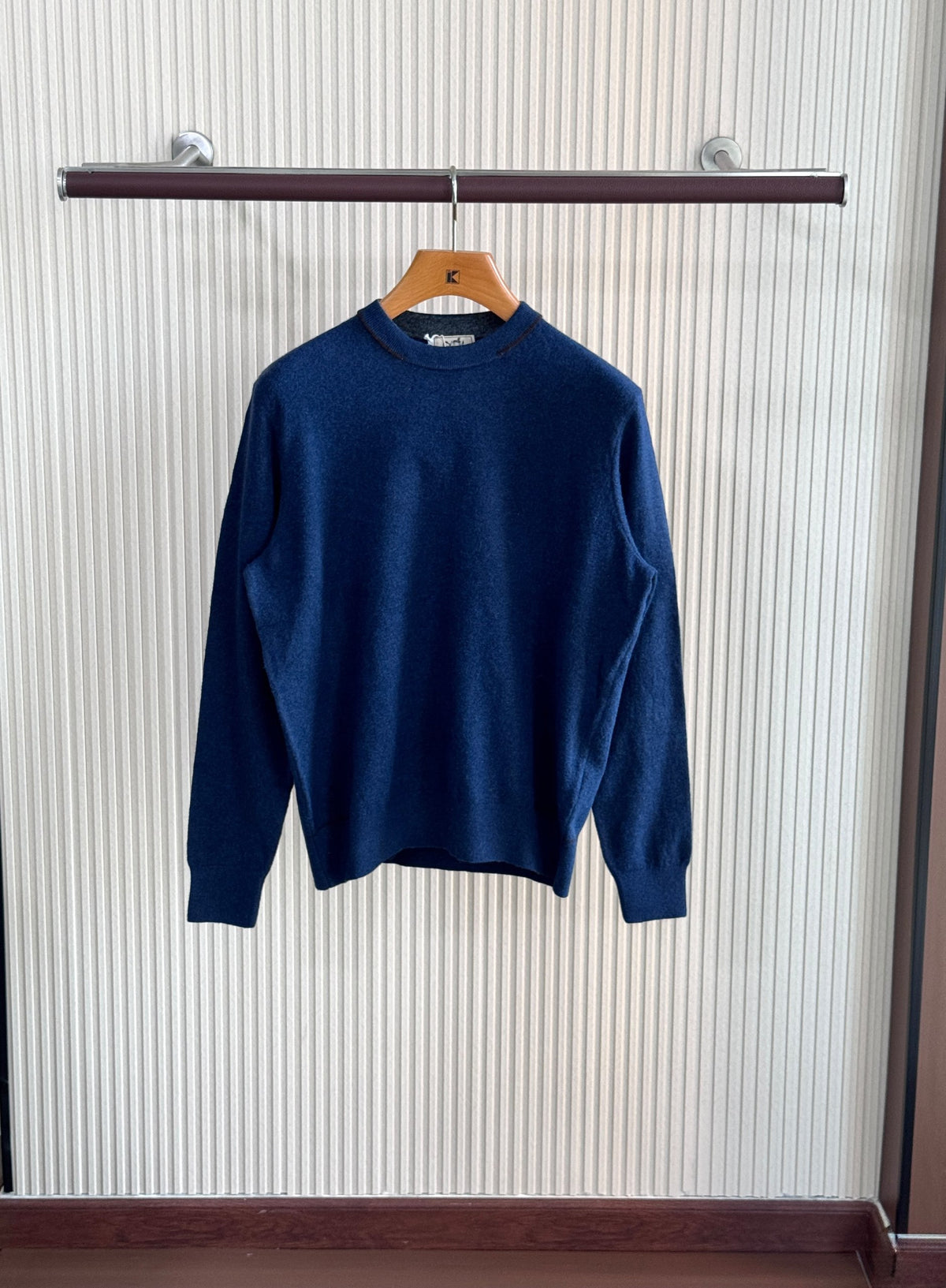 Hermes Sweater Contrast Stitch - Grey, Light Blue, Navy