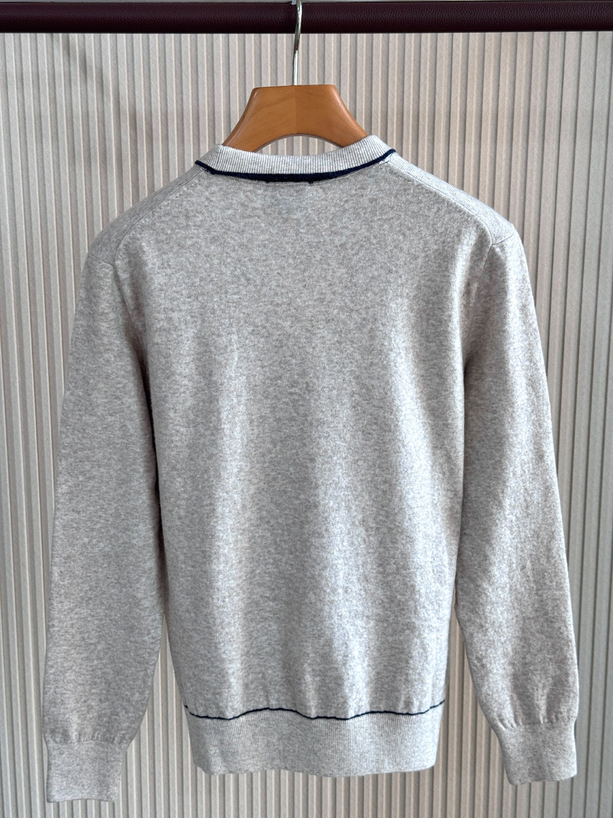 Hermes Sweater Contrast Stitch - Grey, Light Blue, Navy
