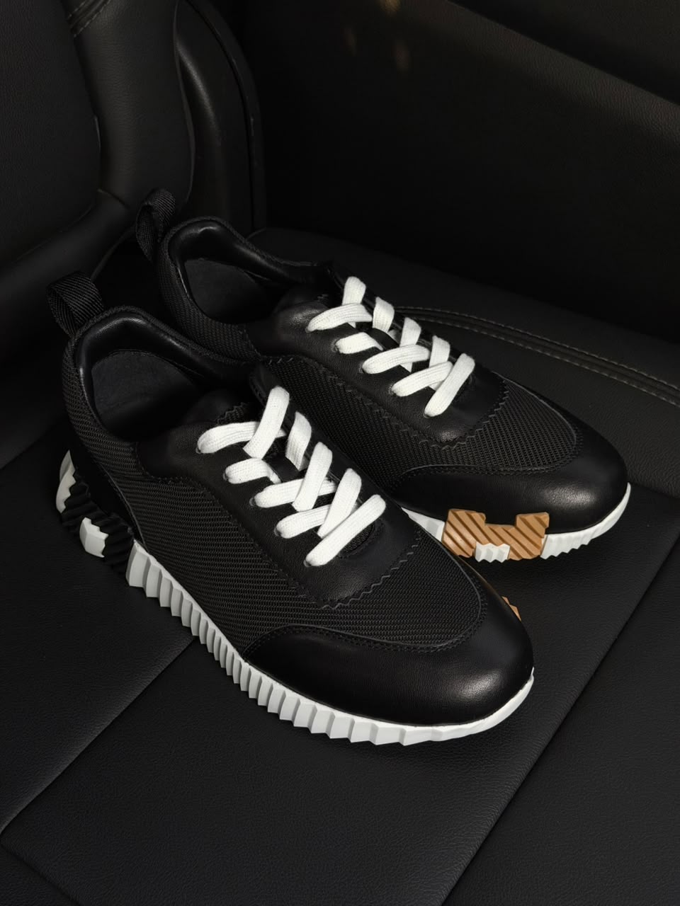 Hermes Ribbed Sole Sneakers - Black