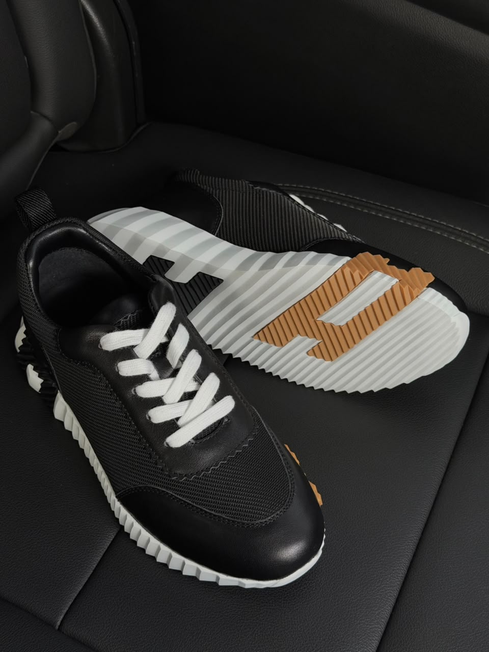 Hermes Ribbed Sole Sneakers - Black