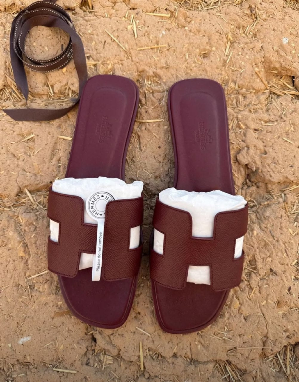 Hermes H Strap Slippers - Brown