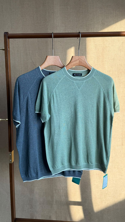 Kiton Knitted T-Shirt - Green, Navy