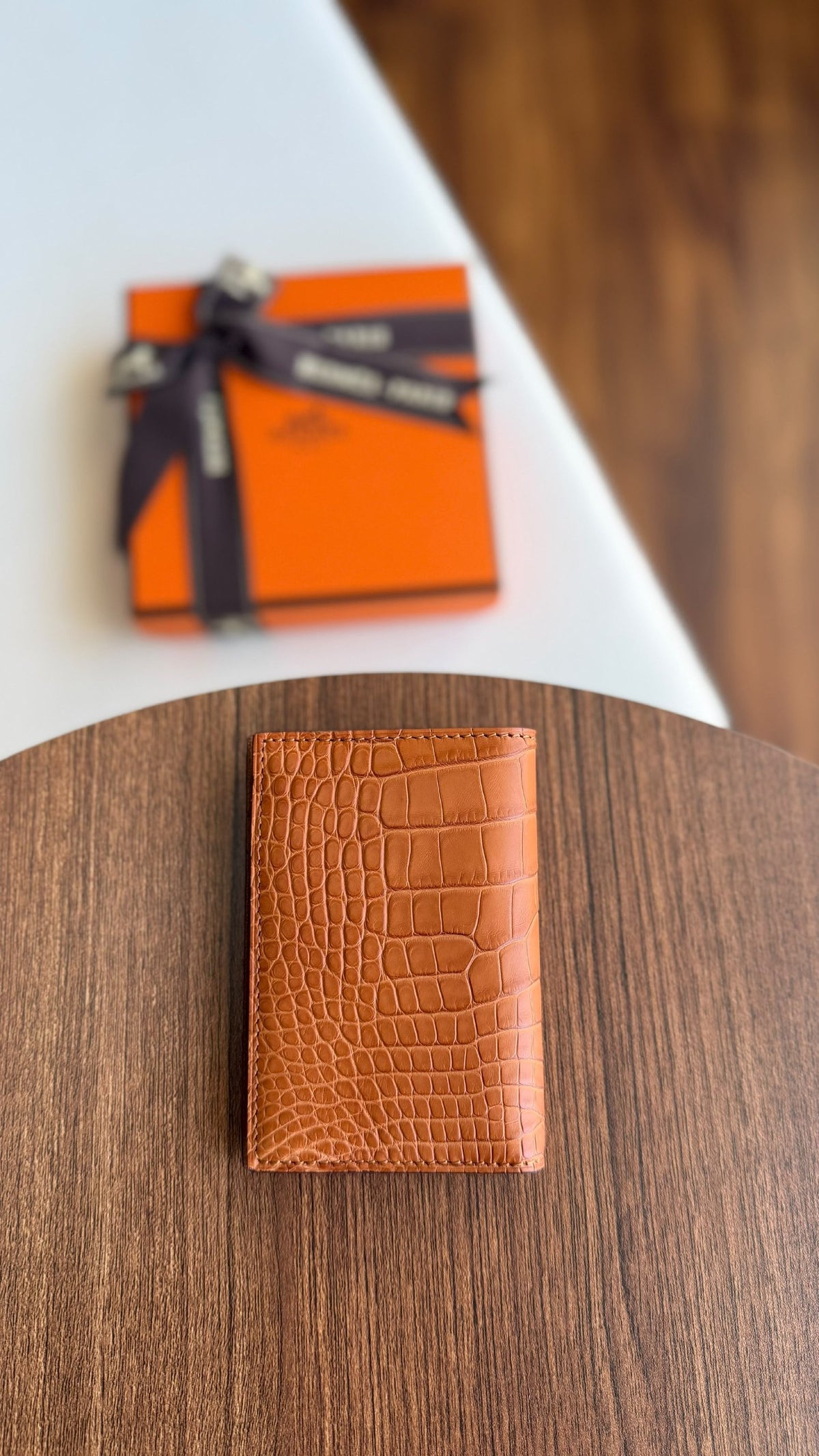 Hermès Euclide Card Holder - Brown Embossed