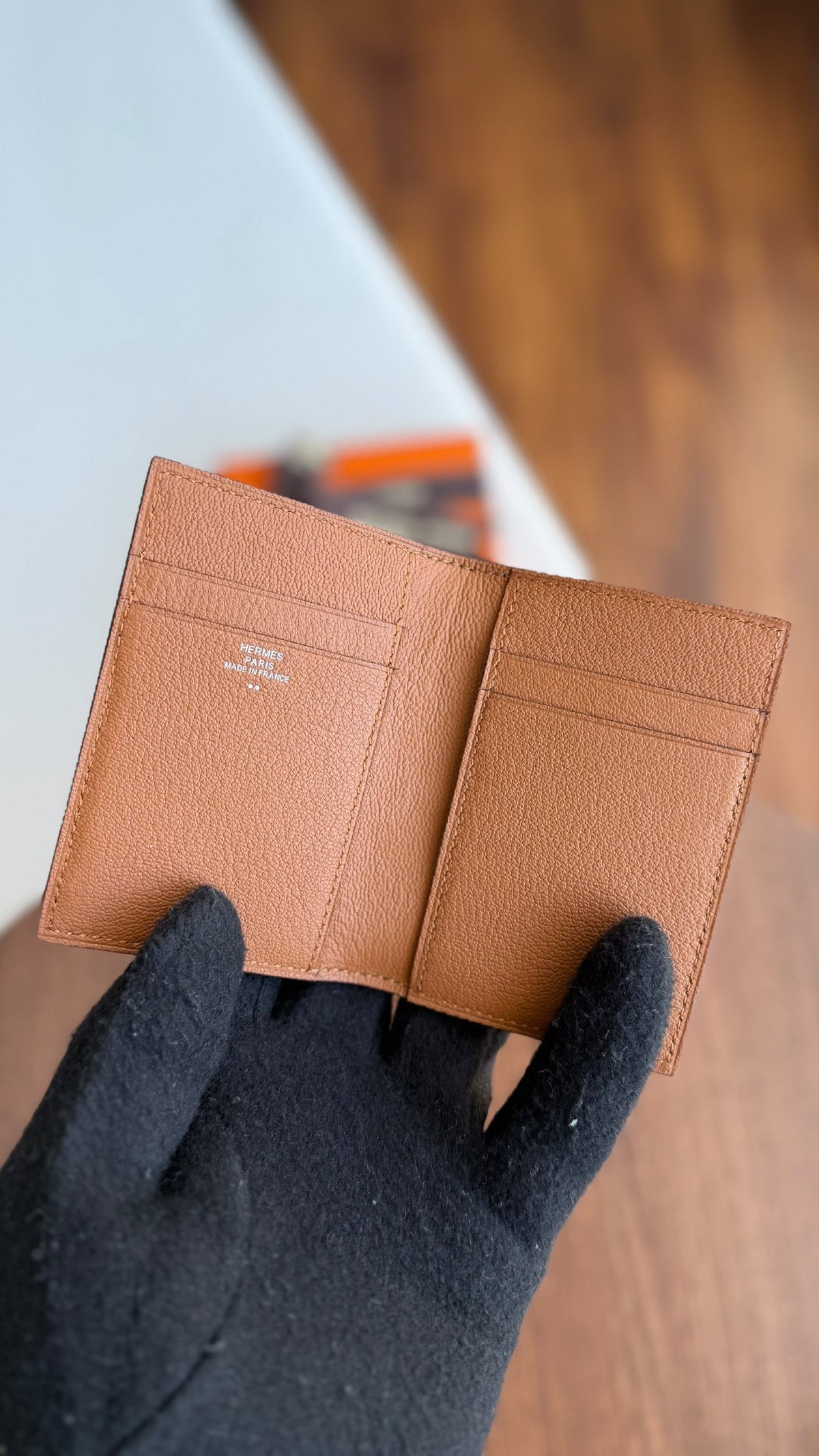 Hermès Euclide Card Holder - Brown Embossed