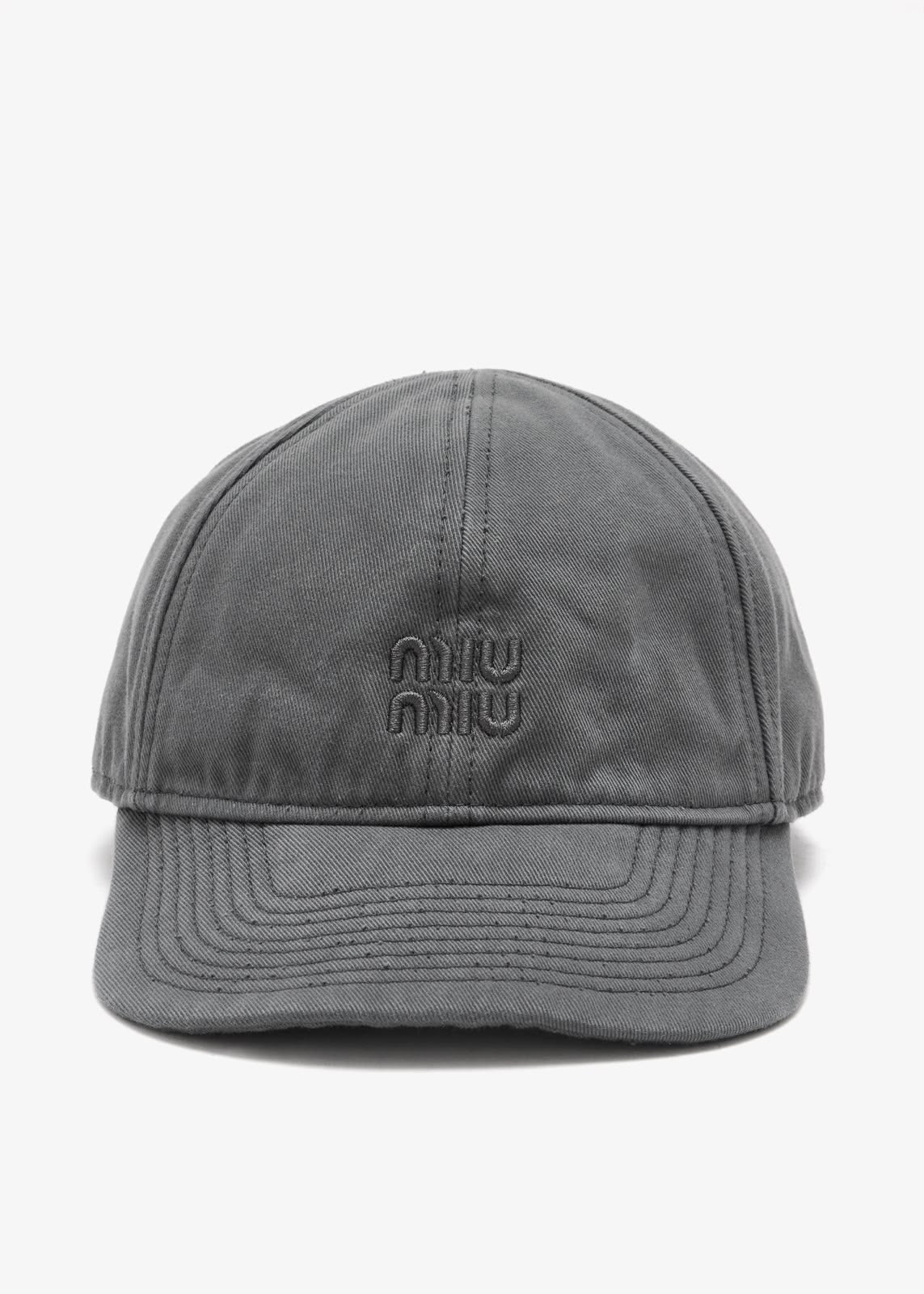 Miu Miu Cotton Logo Cap - Grey