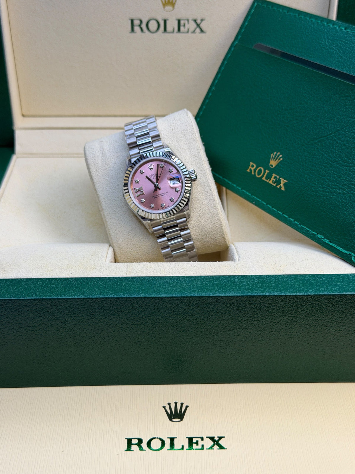 Rolex Watch - Silver & Pink