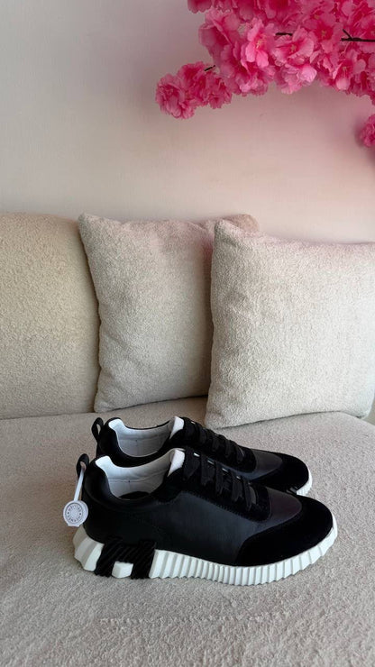 Hermes Panelled Sneakers - Black