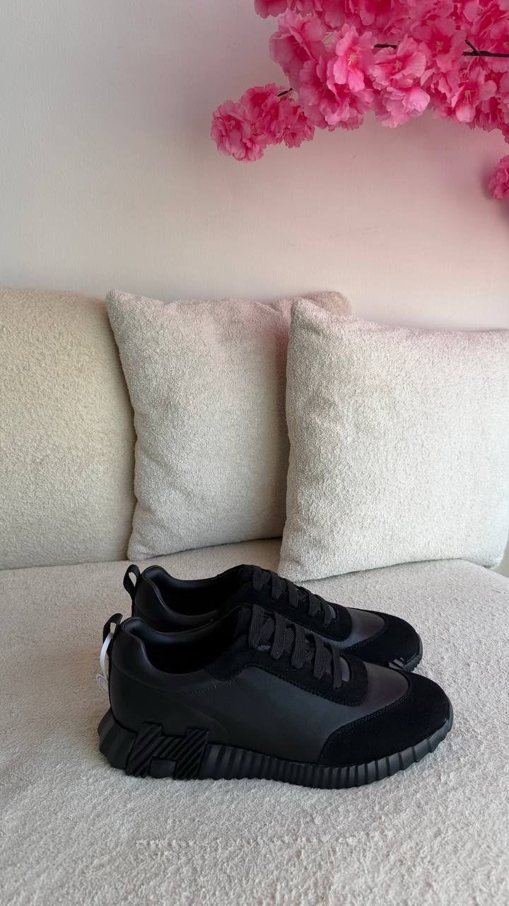 Hermes Panelled Sneakers - Black