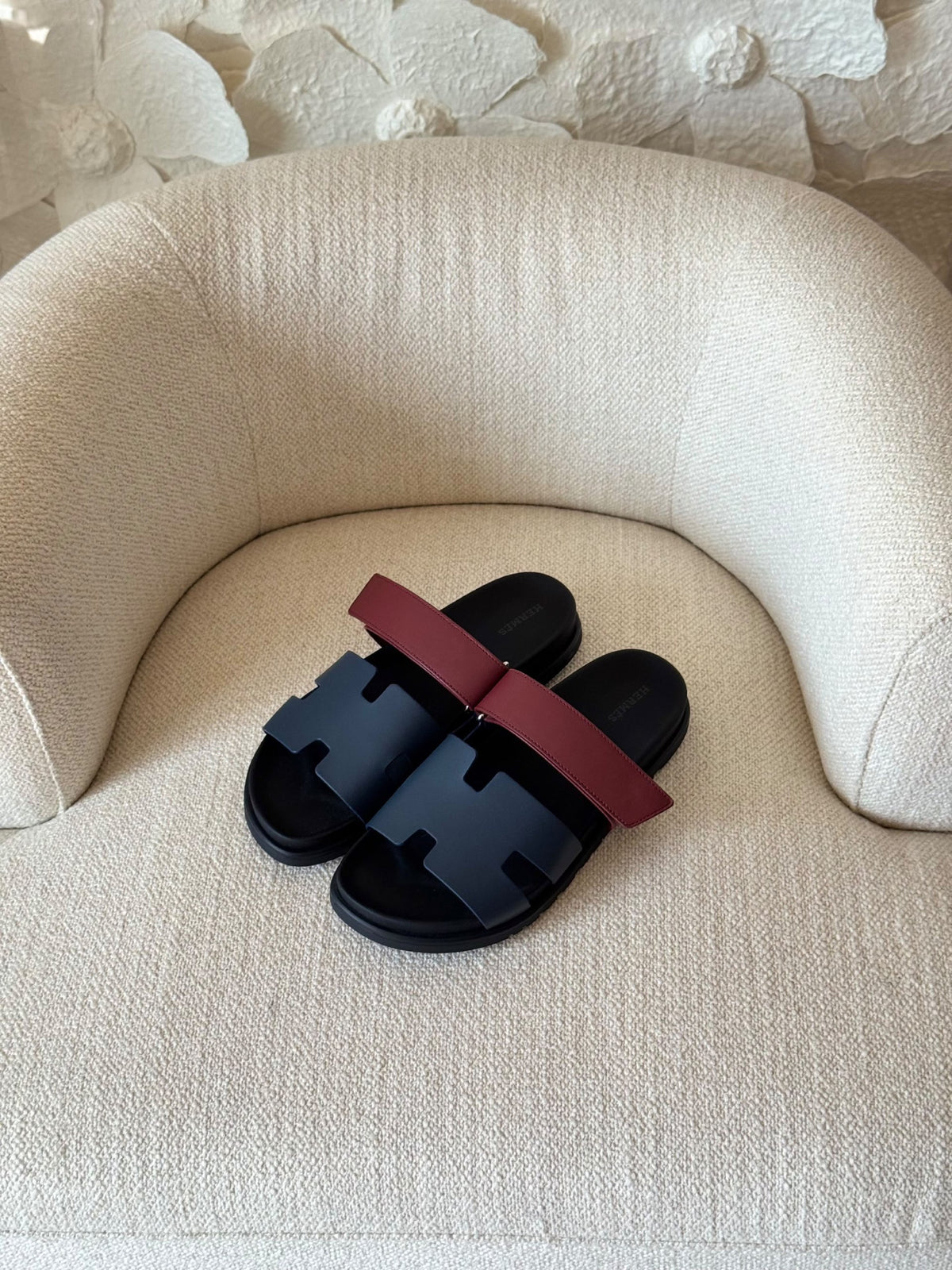 Hermès Slippers - Navy & Burgundy