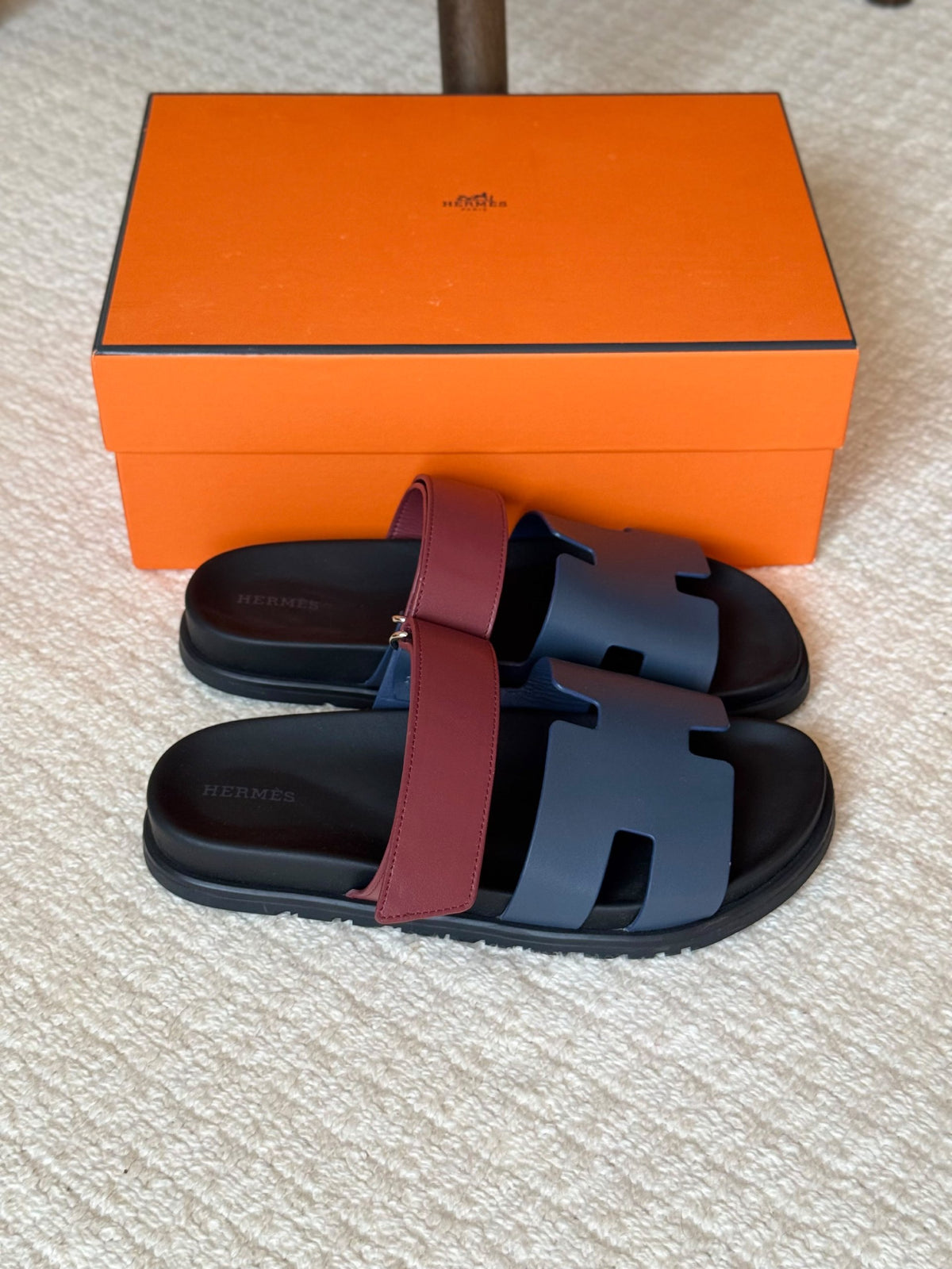 Hermès Slippers - Navy & Burgundy