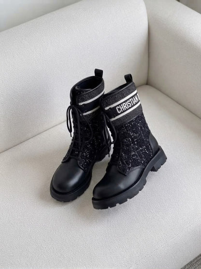 Dior Lace-Up Boots - Black & White