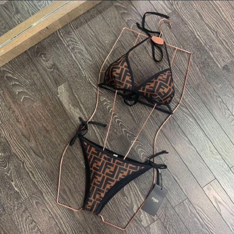 Fendi Tie-Side Bikini - Brown Monogram