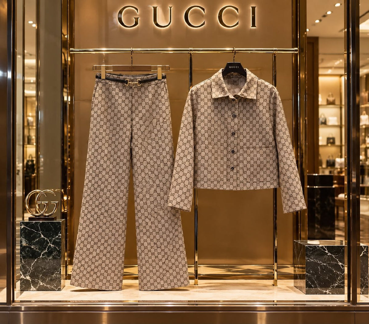 Gucci Button-Front Set - Beige Monogram