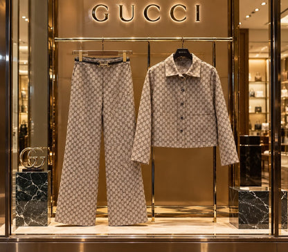Gucci Button-Front Set - Beige Monogram