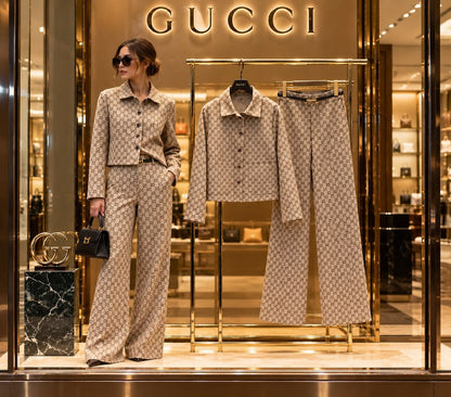 Gucci Button-Front Set - Beige Monogram