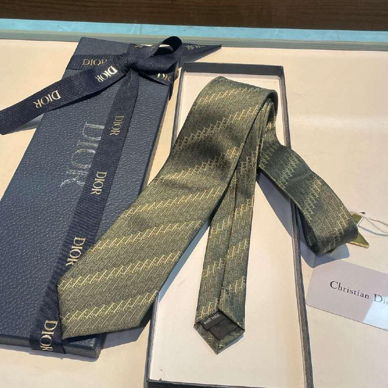 Dior Diagonal Motif Tie - Green